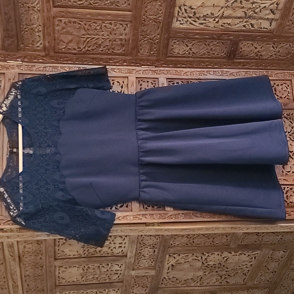 Navy short sleeve dress
